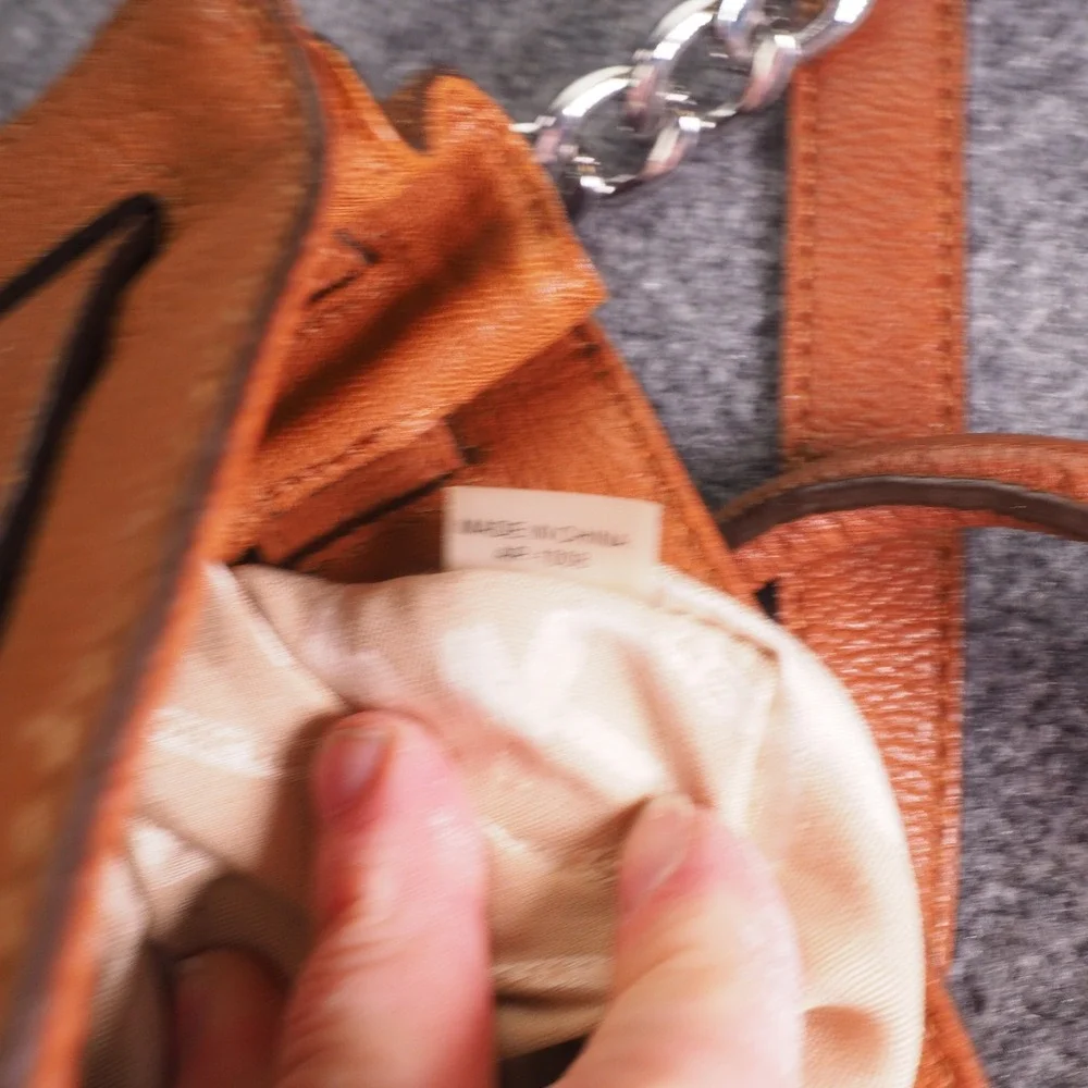 Michael Kors Hamilton Satchel Orange Leather Crossbody Bag Lock Charm Handbag